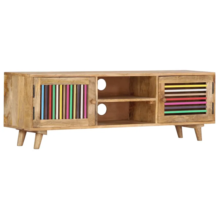 Meuble TV 120x30x40 cm Bois massif de manguier - 10