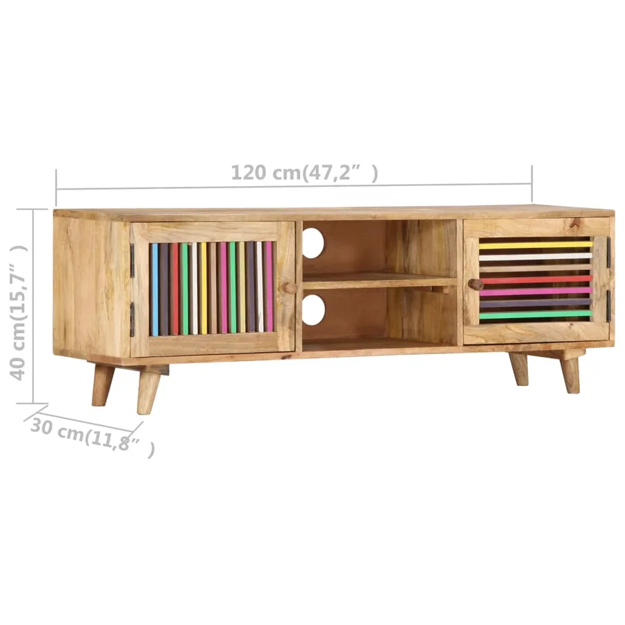 Meuble TV 120x30x40 cm Bois massif de manguier - 6