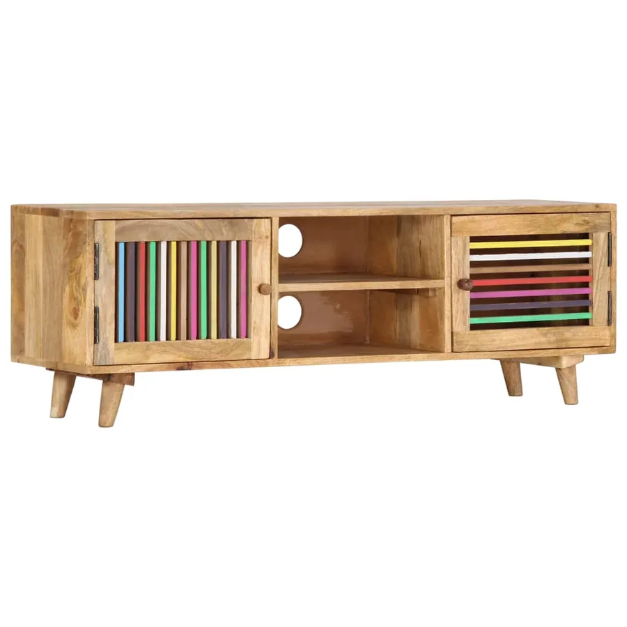Meuble TV 120x30x40 cm Bois massif de manguier - 7