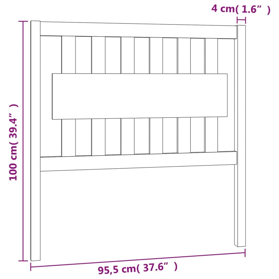 Tête de lit Blanc 95,5x4x100 cm Bois massif de pin - 6