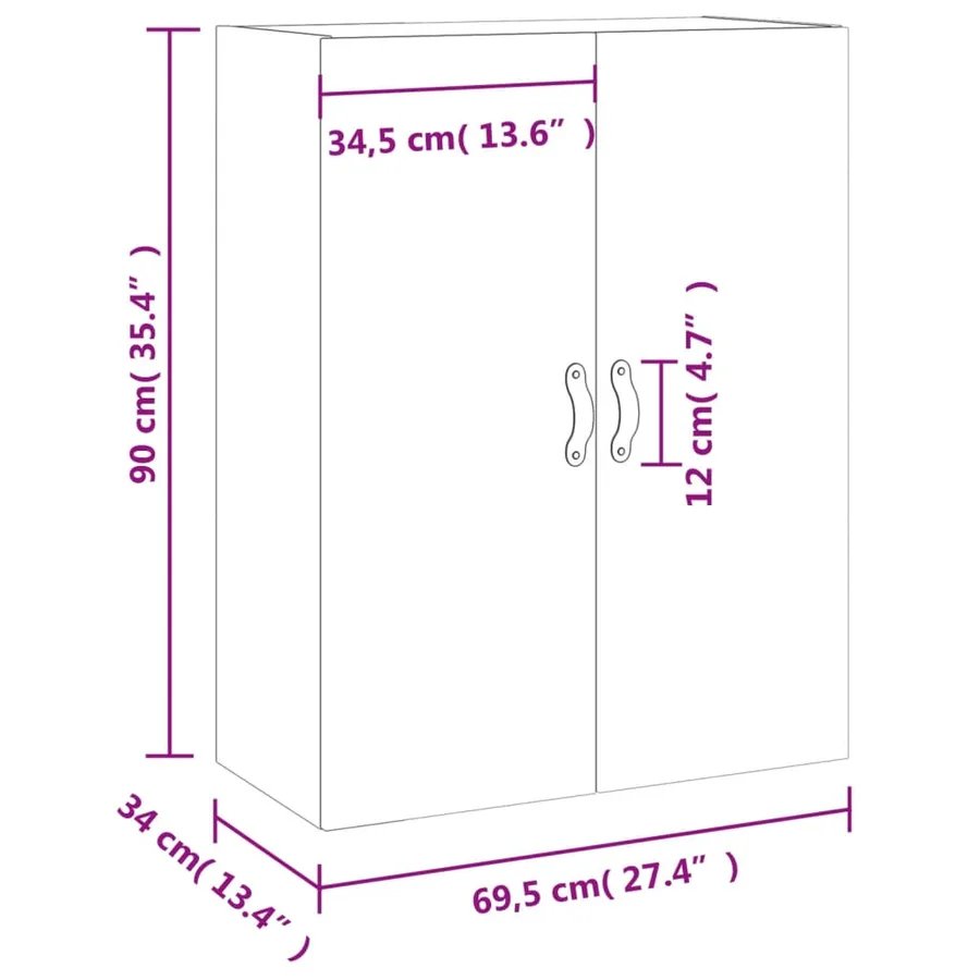 Armoire murale sonoma gris 69,5x34x90 cm - 13
