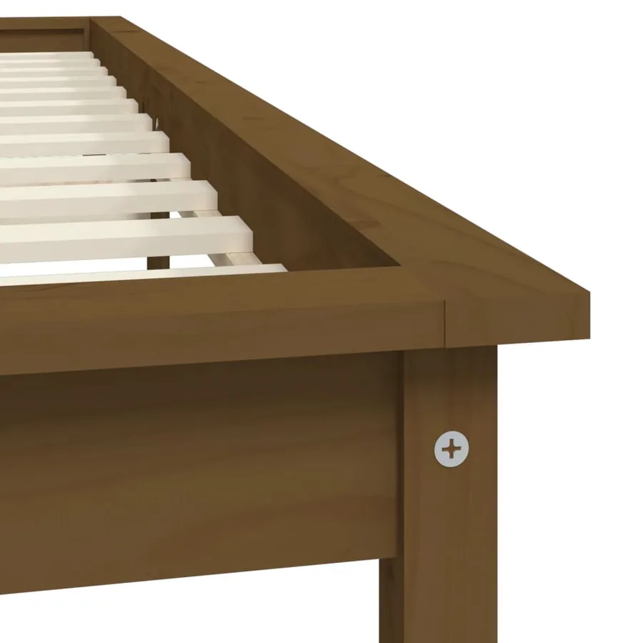 Cadre de lit sans matelas marron miel bois massif - 7