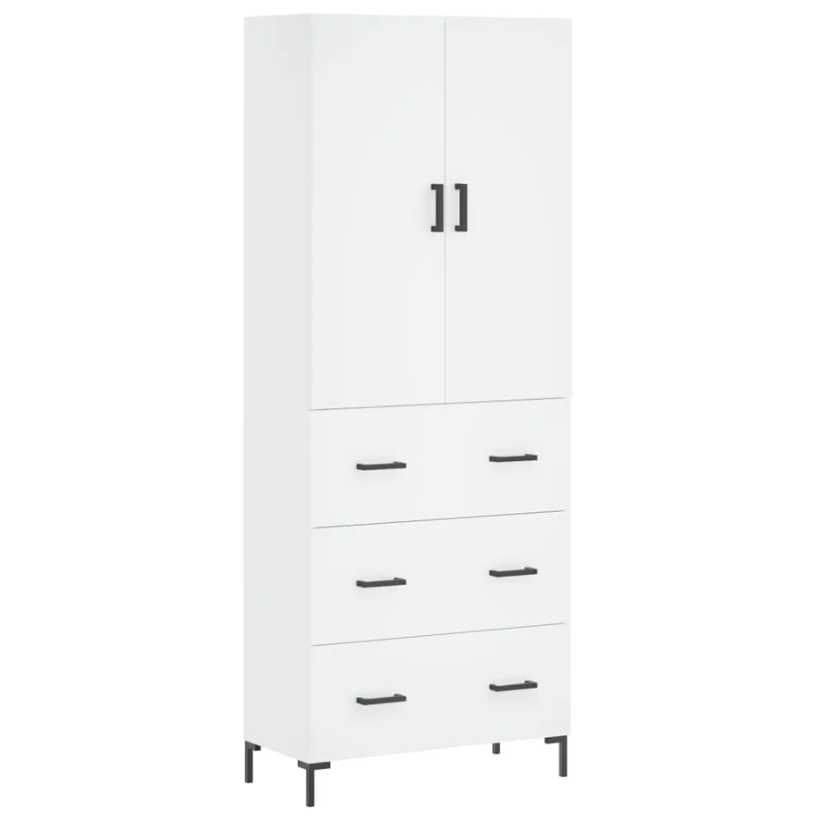 Buffet haut Blanc 69,5x34x180 cm Bois d'ingénierie - 2
