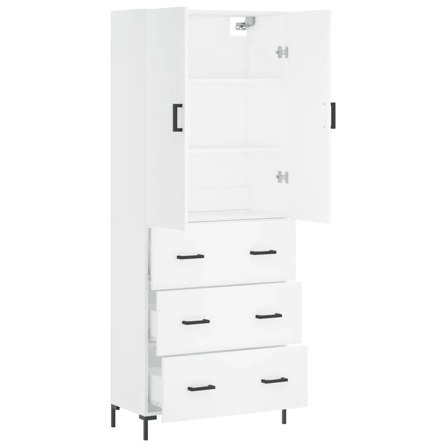Buffet haut Blanc 69,5x34x180 cm Bois d'ingénierie - 4