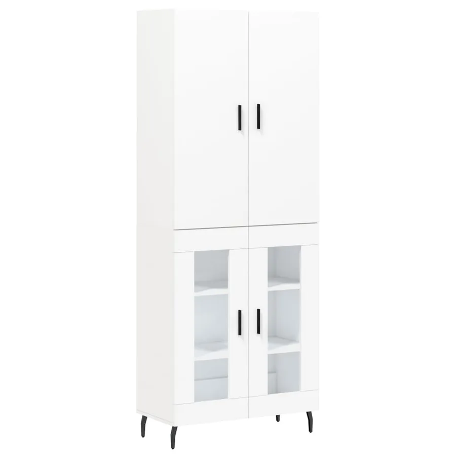Buffet haut Blanc 69,5x34x180 cm Bois d'ingénierie - 2