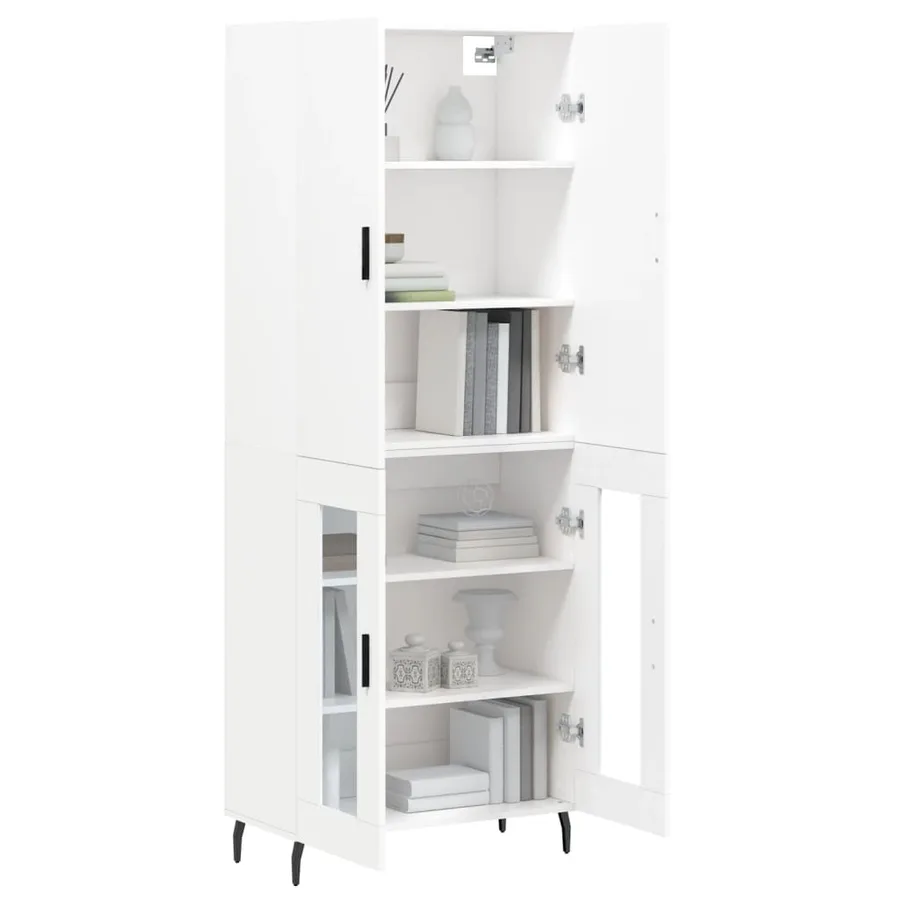 Buffet haut Blanc 69,5x34x180 cm Bois d'ingénierie - 3