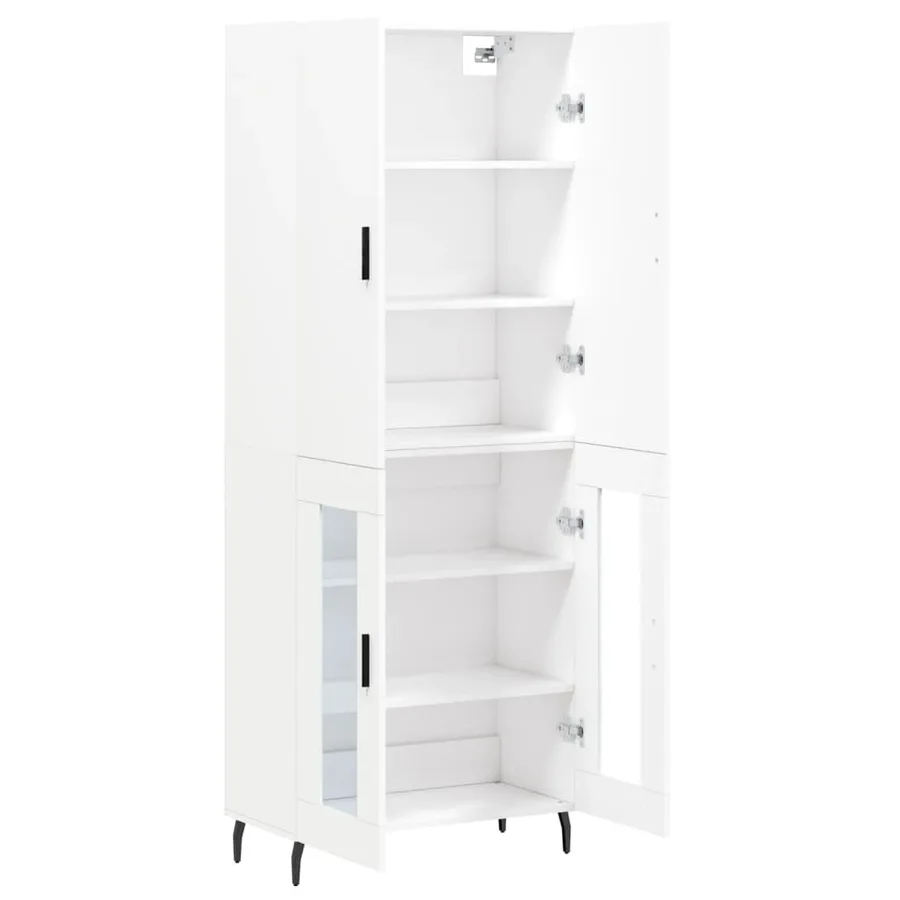 Buffet haut Blanc 69,5x34x180 cm Bois d'ingénierie - 4