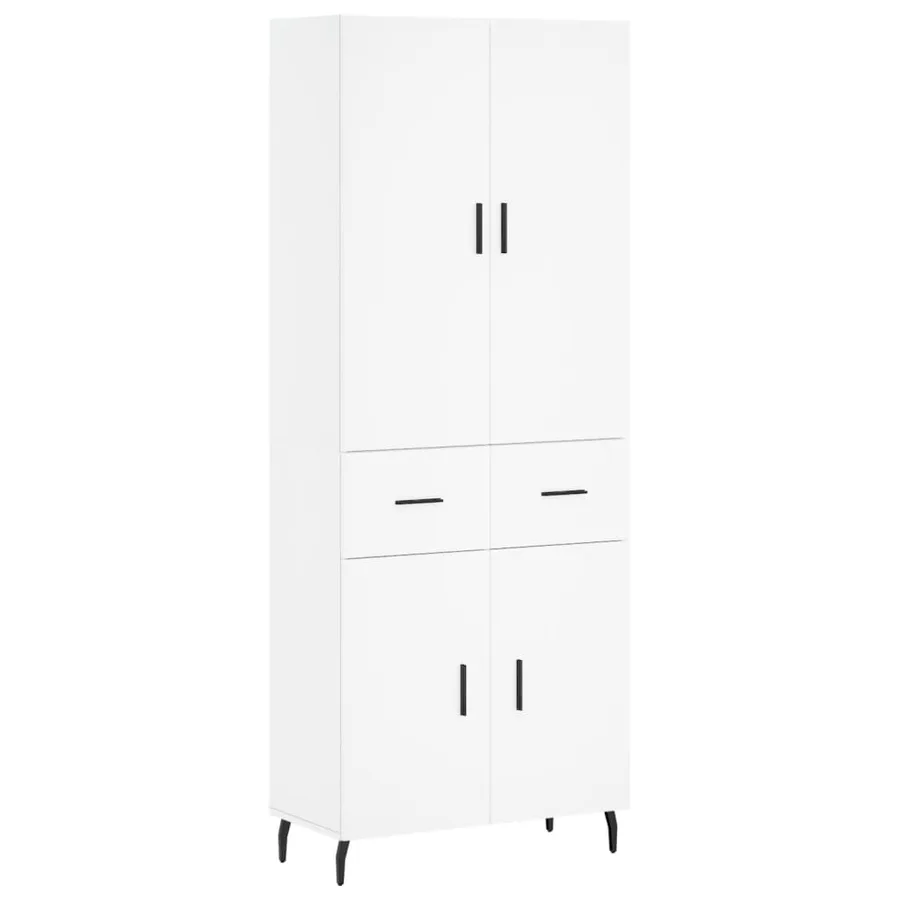 Buffet haut Blanc 69,5x34x180 cm Bois d'ingénierie - 2