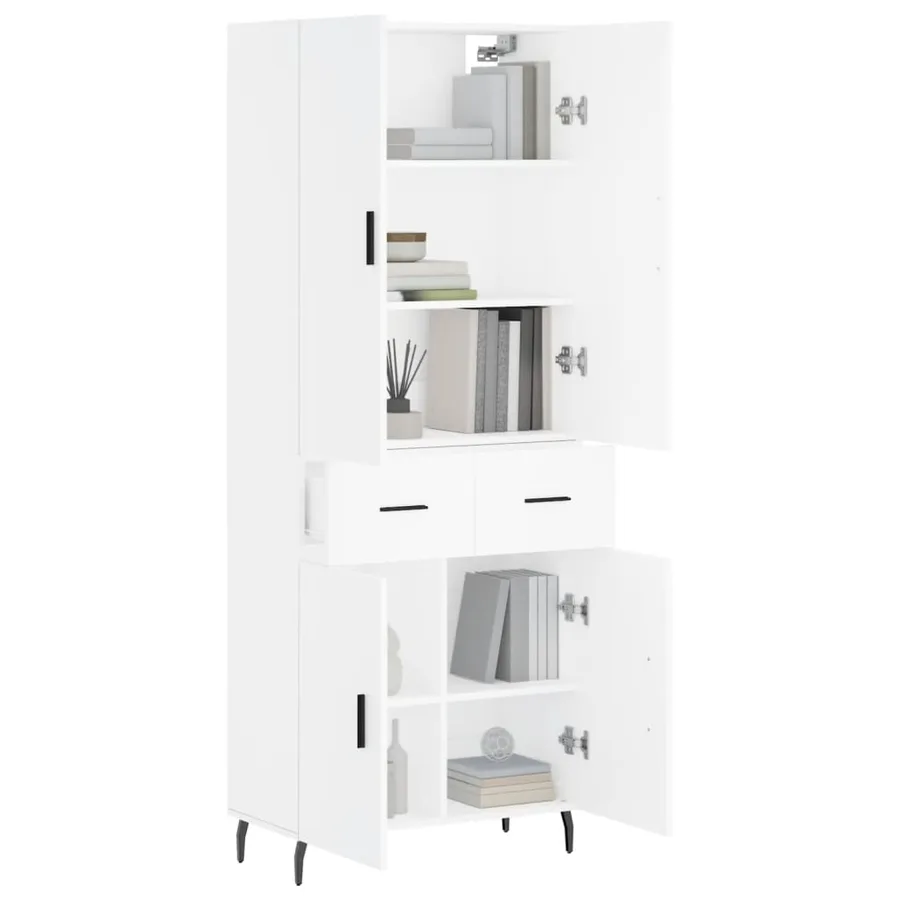 Buffet haut Blanc 69,5x34x180 cm Bois d'ingénierie - 3