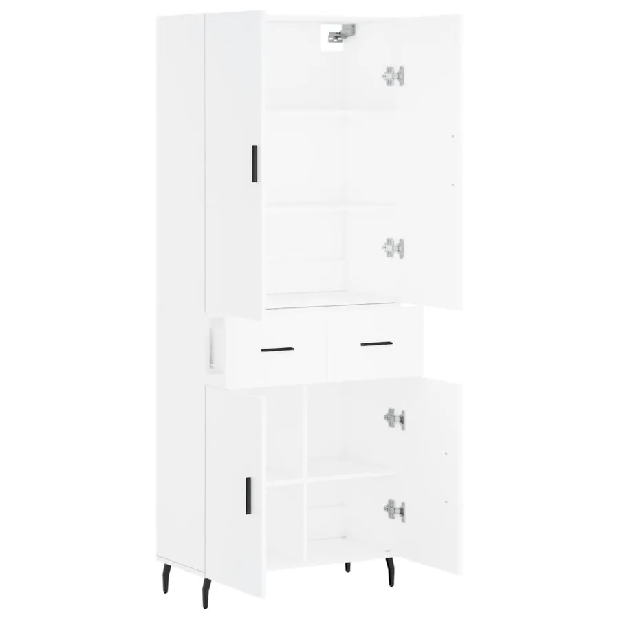 Buffet haut Blanc 69,5x34x180 cm Bois d'ingénierie - 4