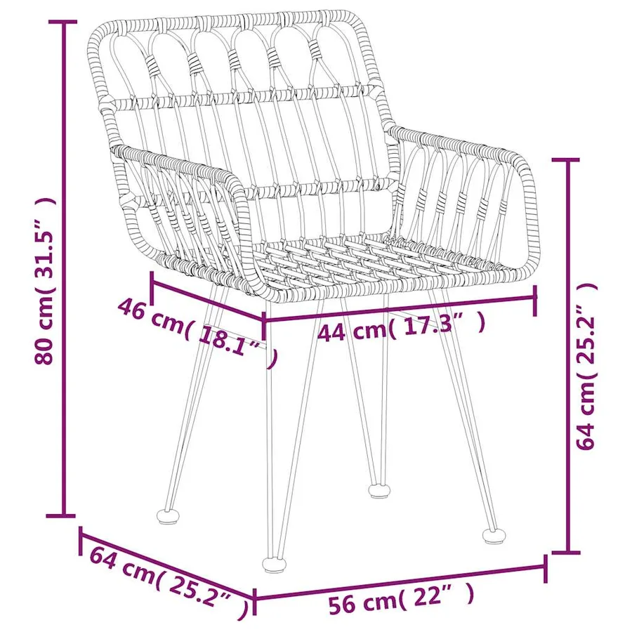 Ensemble à manger de jardin 7 pcs Noir Résine tressée - 10
