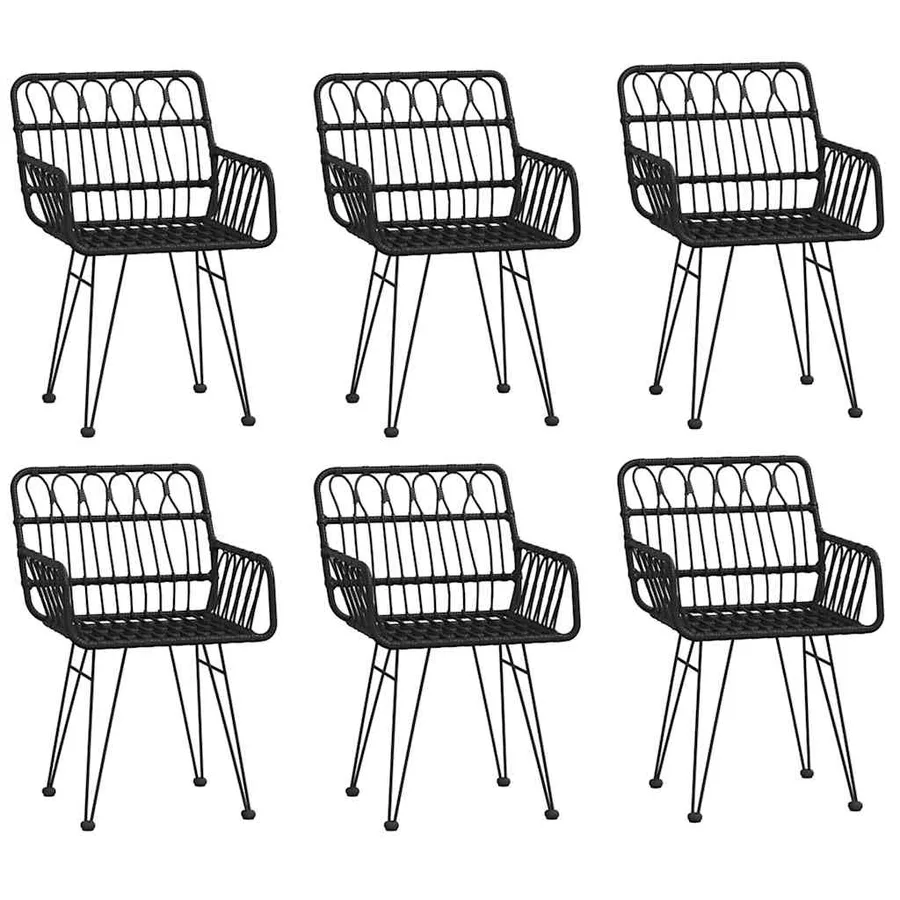 Ensemble à manger de jardin 7 pcs Noir Résine tressée - 4