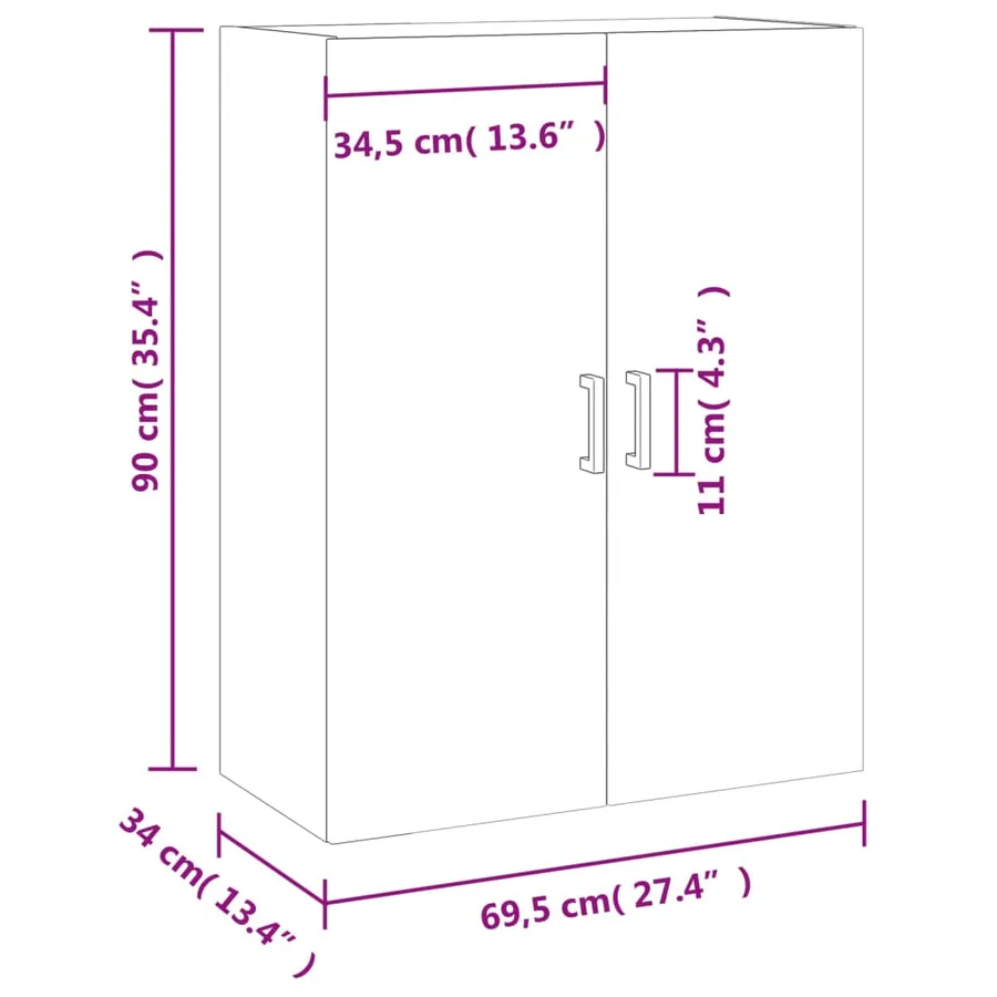 Armoire murale chêne sonoma 69,5x34x90 cm - 13
