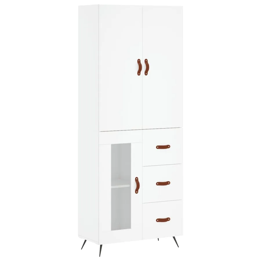 Buffet haut Blanc 69,5x34x180 cm Bois d'ingénierie - 2