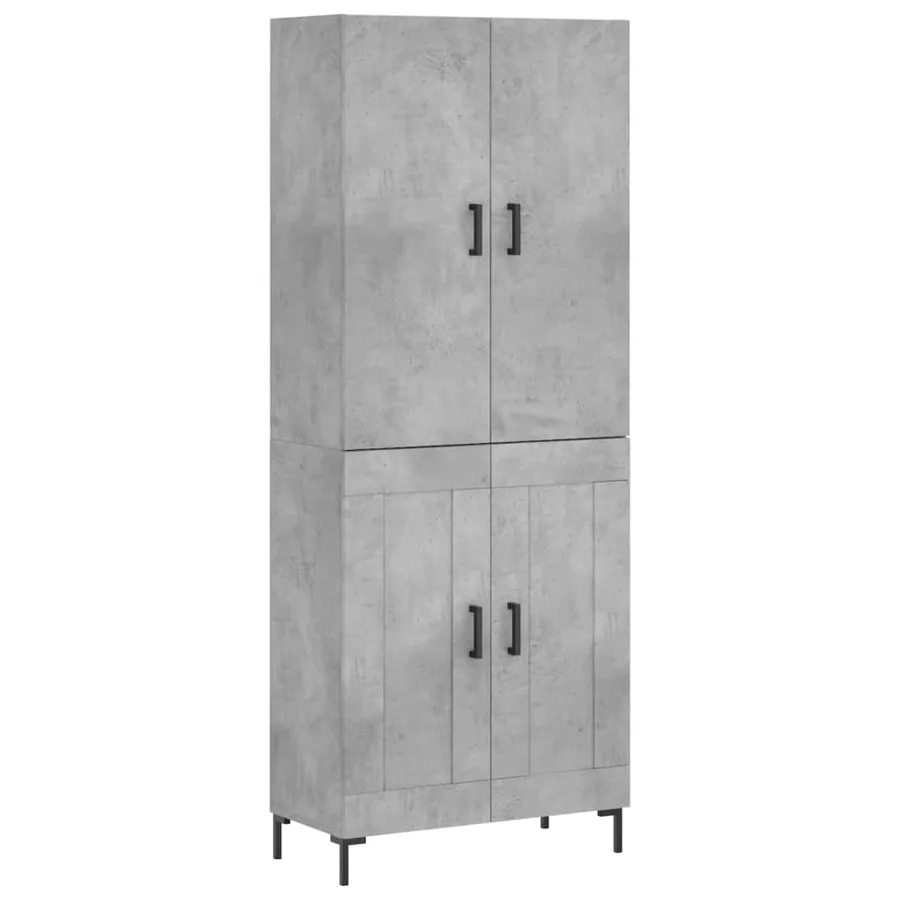 Buffet haut Gris béton 69,5x34x180 cm Bois d'ingénierie - 2