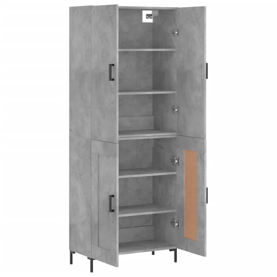 Buffet haut Gris béton 69,5x34x180 cm Bois d'ingénierie - 4