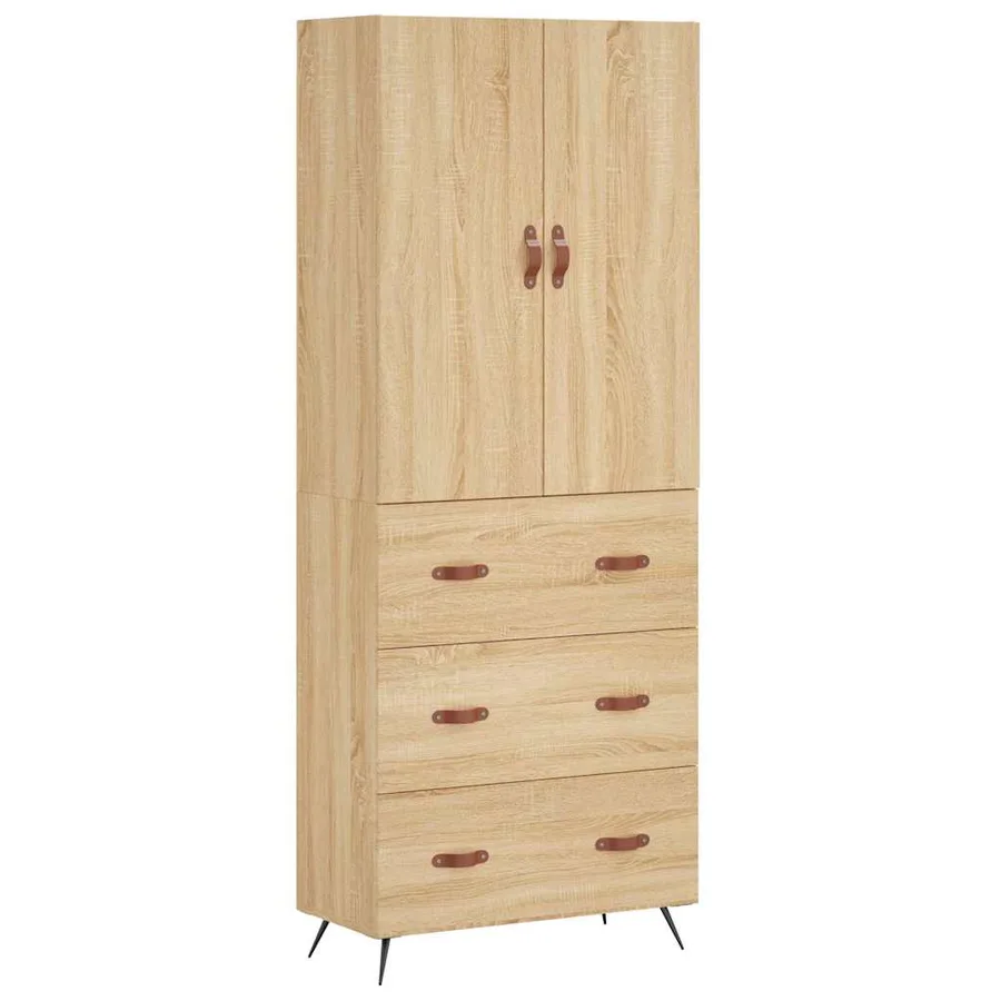 Buffet haut Chêne sonoma 69,5x34x180 cm Bois d'ingénierie - 2