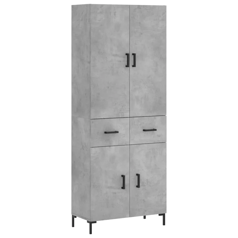 Buffet haut Gris béton 69,5x34x180 cm Bois d'ingénierie - 2