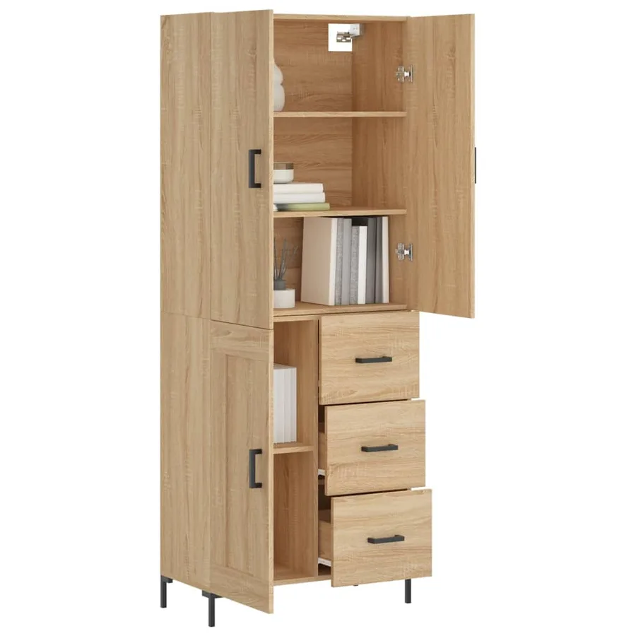 Buffet haut Chêne sonoma 69,5x34x180 cm Bois d'ingénierie - 3