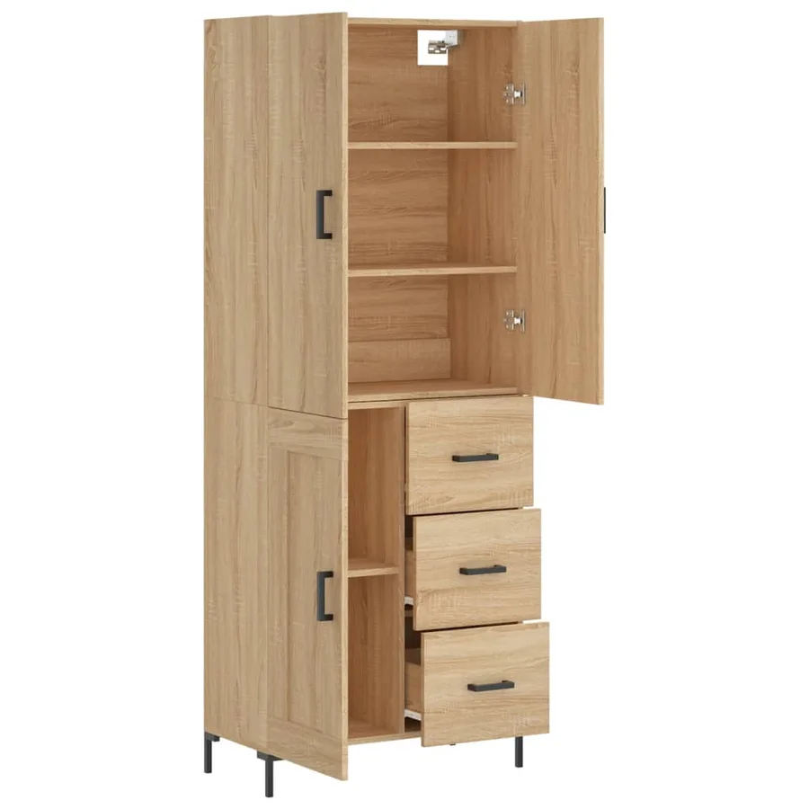 Buffet haut Chêne sonoma 69,5x34x180 cm Bois d'ingénierie - 4