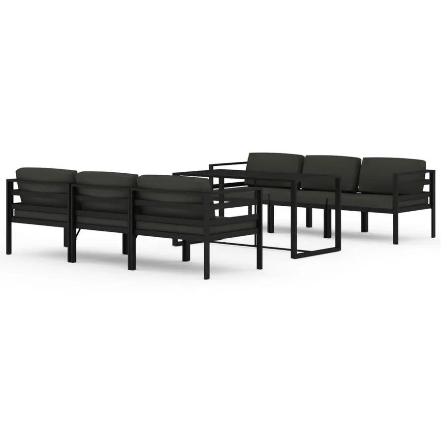 Salon de jardin 7 pcs avec coussins Aluminium Anthracite - 2