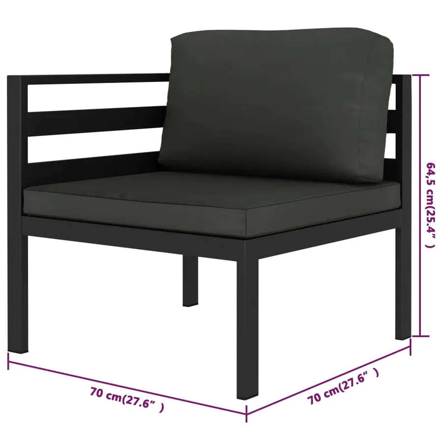 Salon de jardin 7 pcs avec coussins Aluminium Anthracite - 7