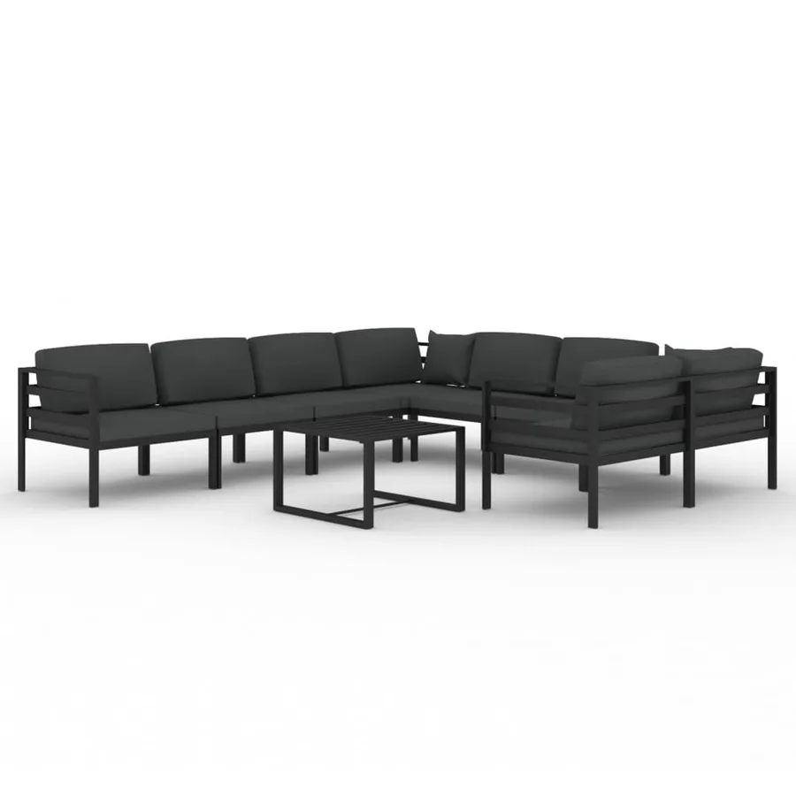 Salon de jardin 9 pcs avec coussins Aluminium Anthracite - 2