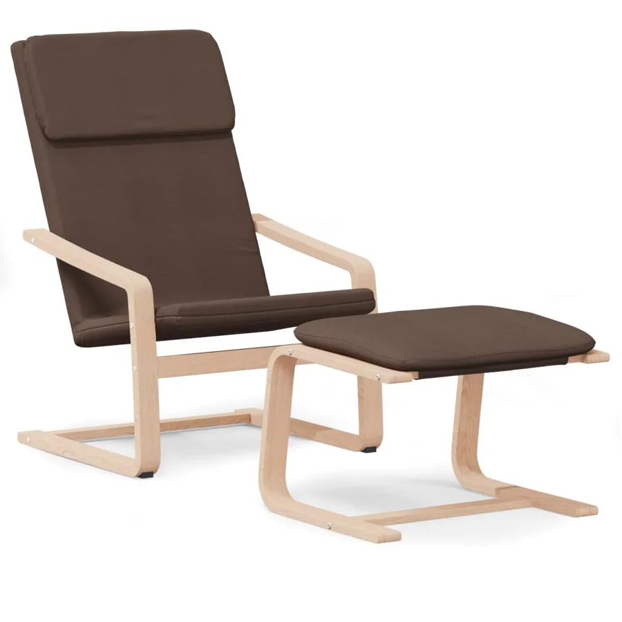 Chaise de relaxation avec repose-pied Marron foncé Tissu - 2