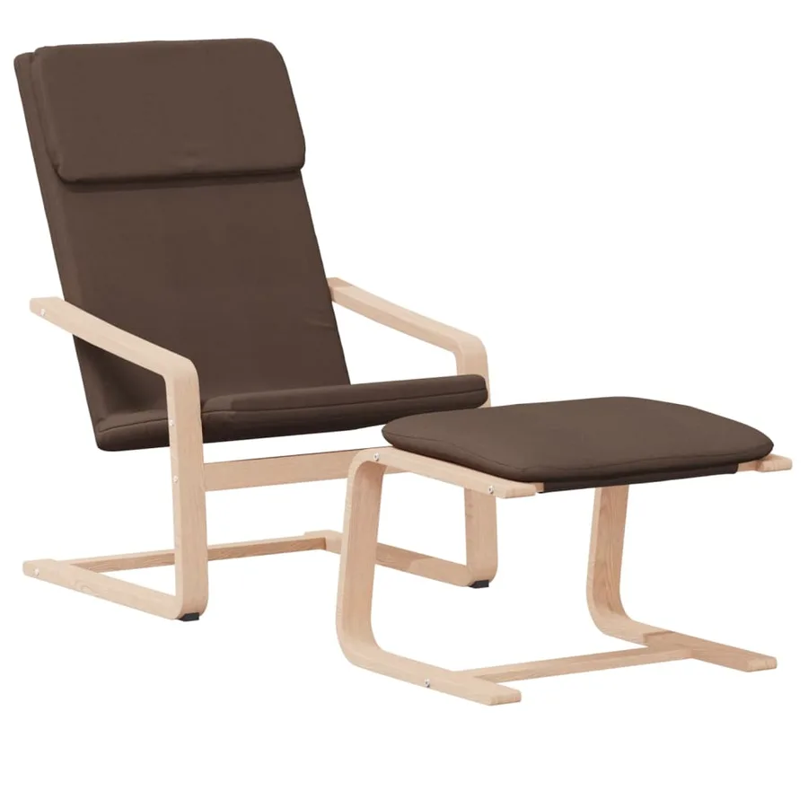 Chaise de relaxation avec repose-pied Marron foncé Tissu - 3