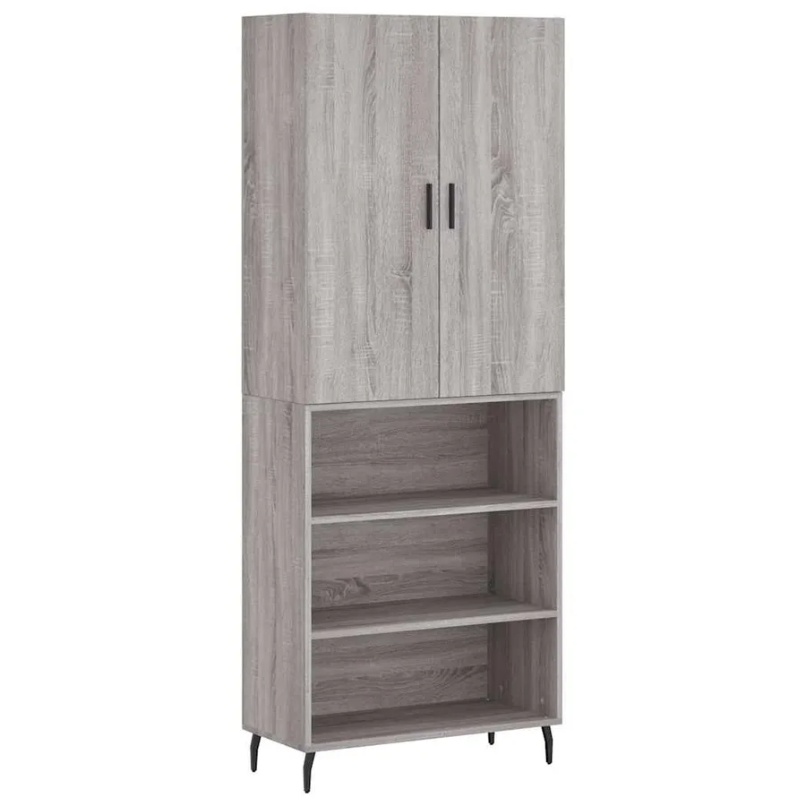 Buffet haut Sonoma gris 69,5x34x180 cm Bois d'ingénierie - 2