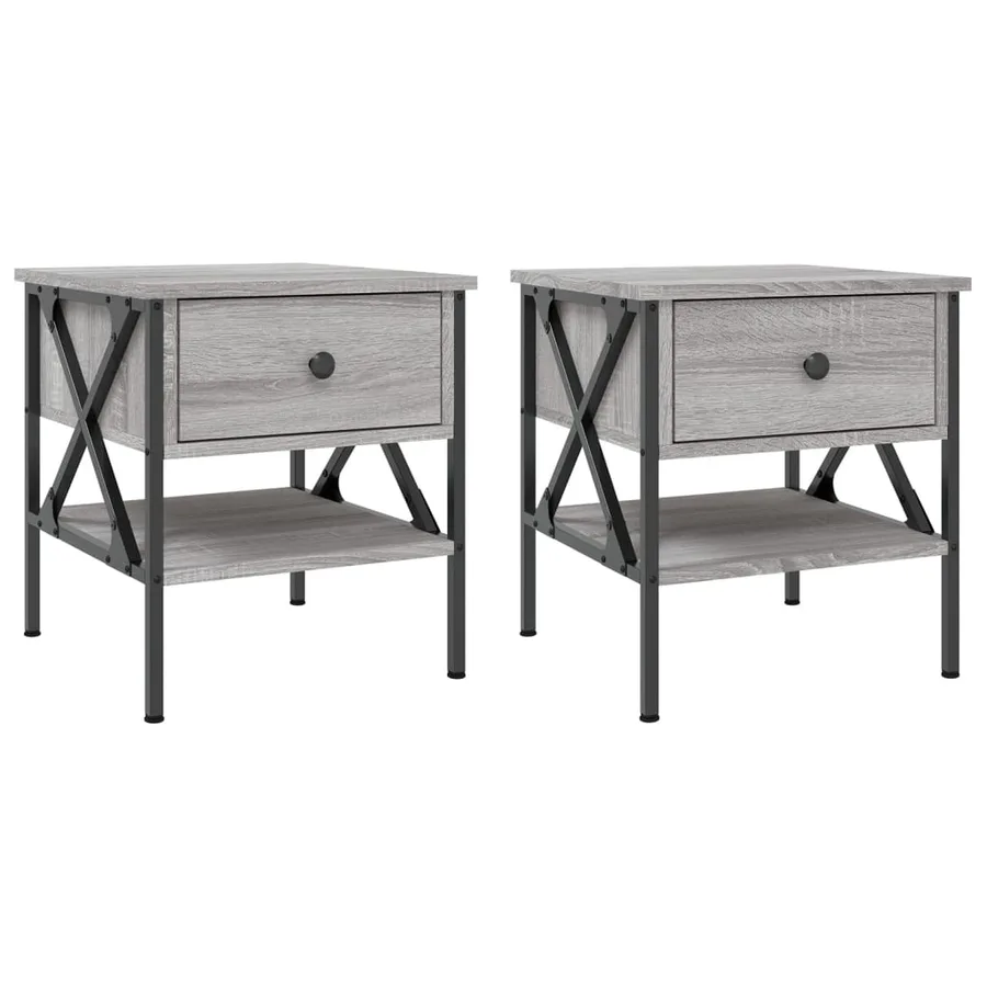 Tables de chevet 2 pcs sonoma gris 40x42x45 cm bois ingénierie - 2