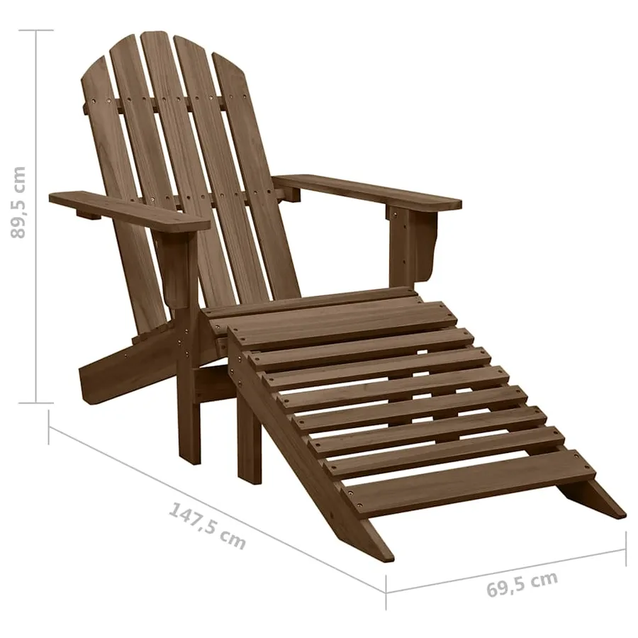 Chaise de jardin Adirondack avec pouf et table Sapin Marron - 15