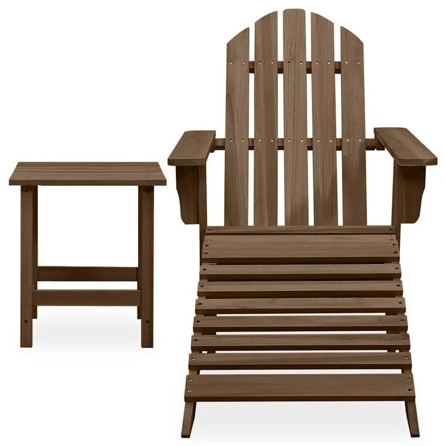 Chaise de jardin Adirondack avec pouf et table Sapin Marron - 2