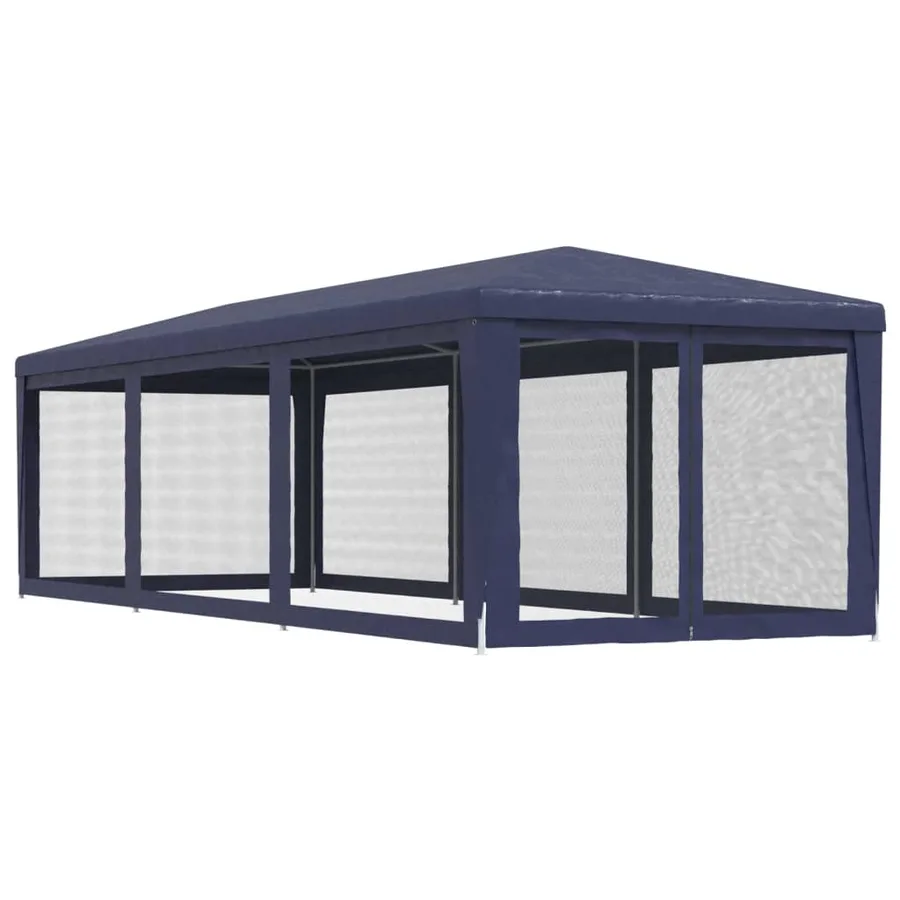 Tente de fête avec 8 parois latérales en maille Bleu 3x9 m PEHD - 5