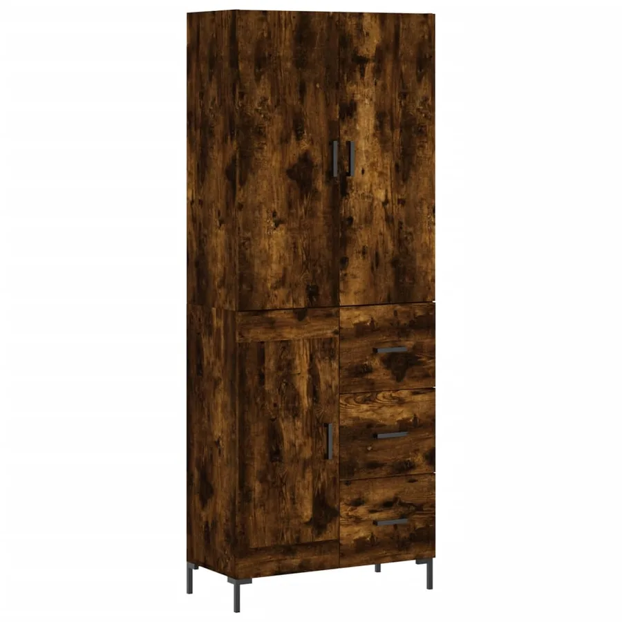 Buffet haut Chêne fumé 69,5x34x180 cm Bois d'ingénierie - 2