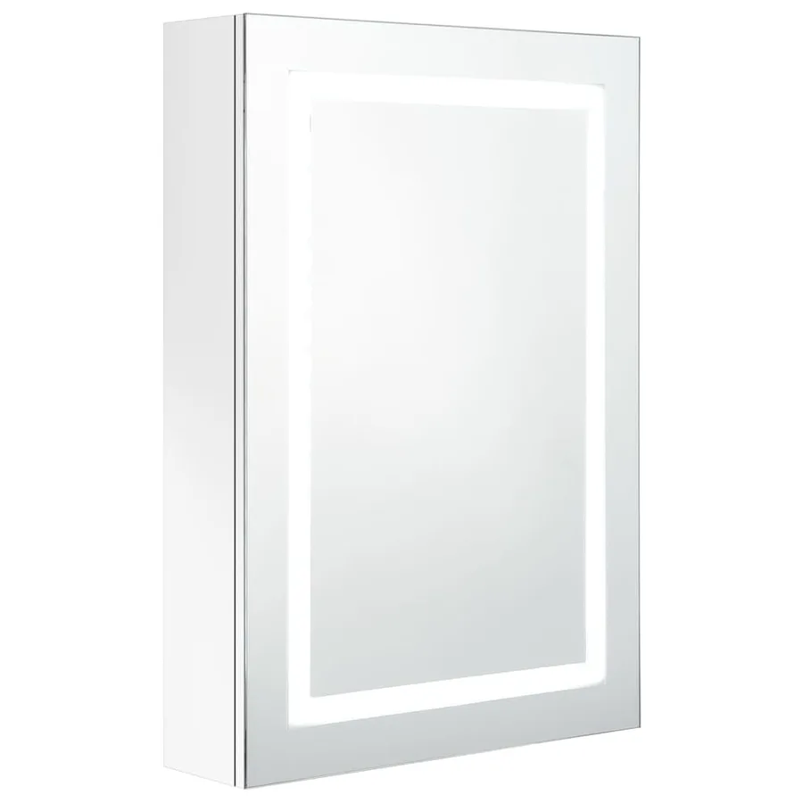 Armoire de salle de bain à miroir LED Blanc brillant 50x13x70cm - 2