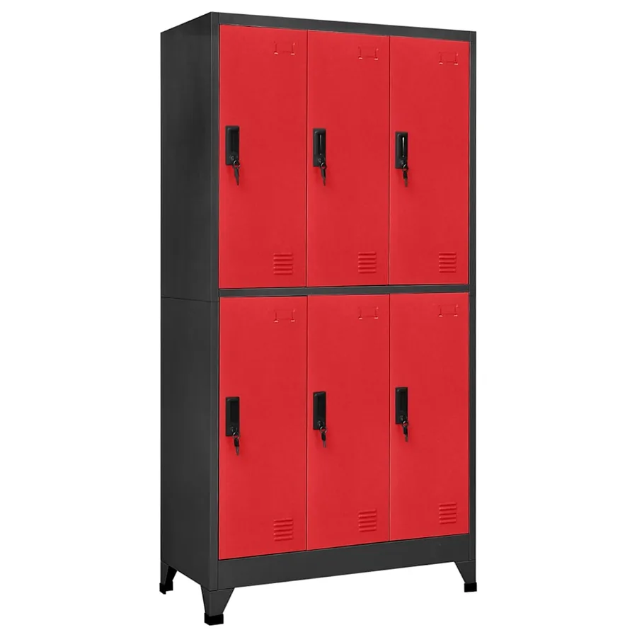 Armoire à casiers Anthracite et rouge 90x45x180 cm Acier