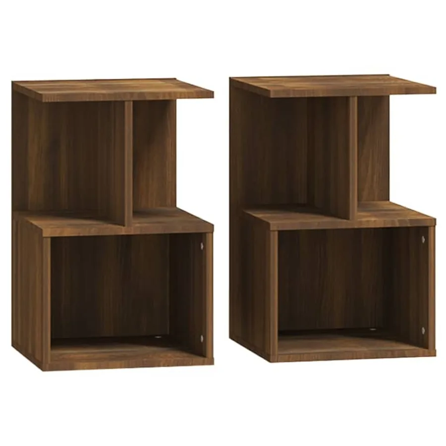 Tables de chevet 2pcs Chêne marron 35x35x55cm Bois d'ingénierie - 2