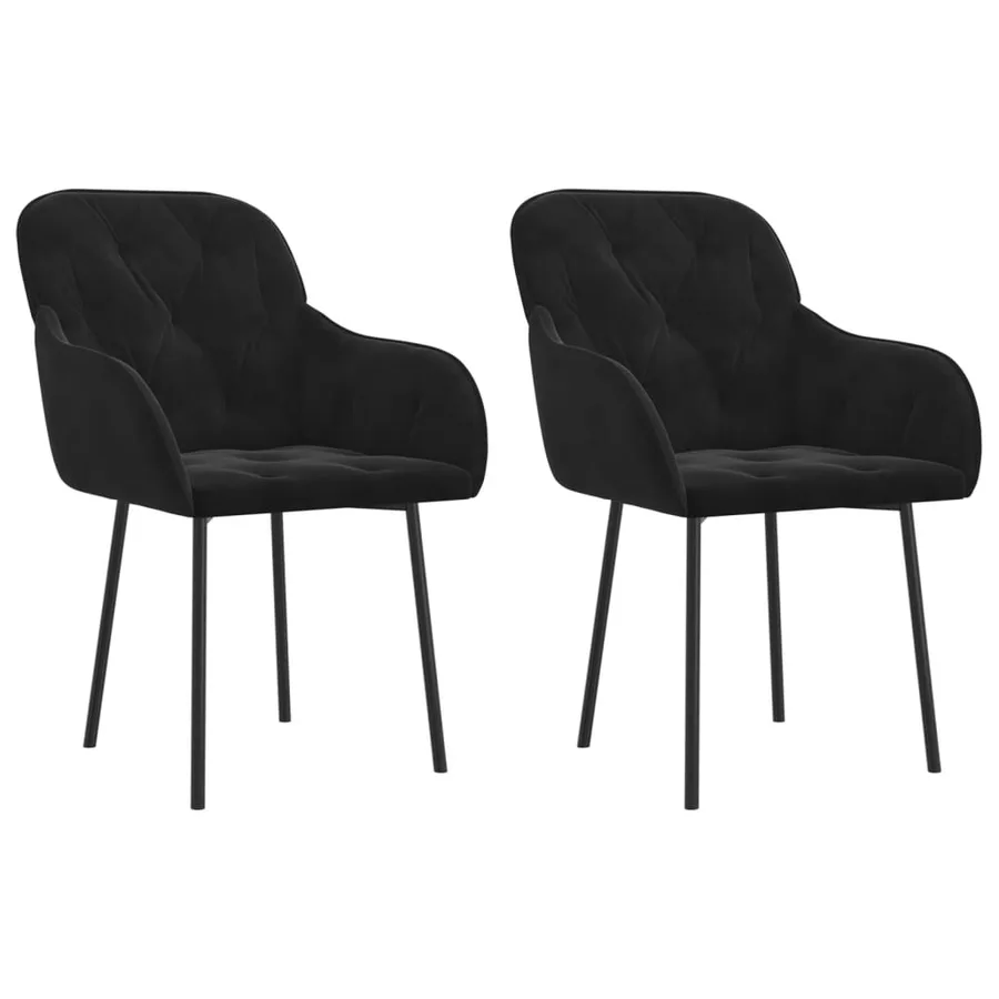 Chaises à manger lot de 2 Noir Velours - 2