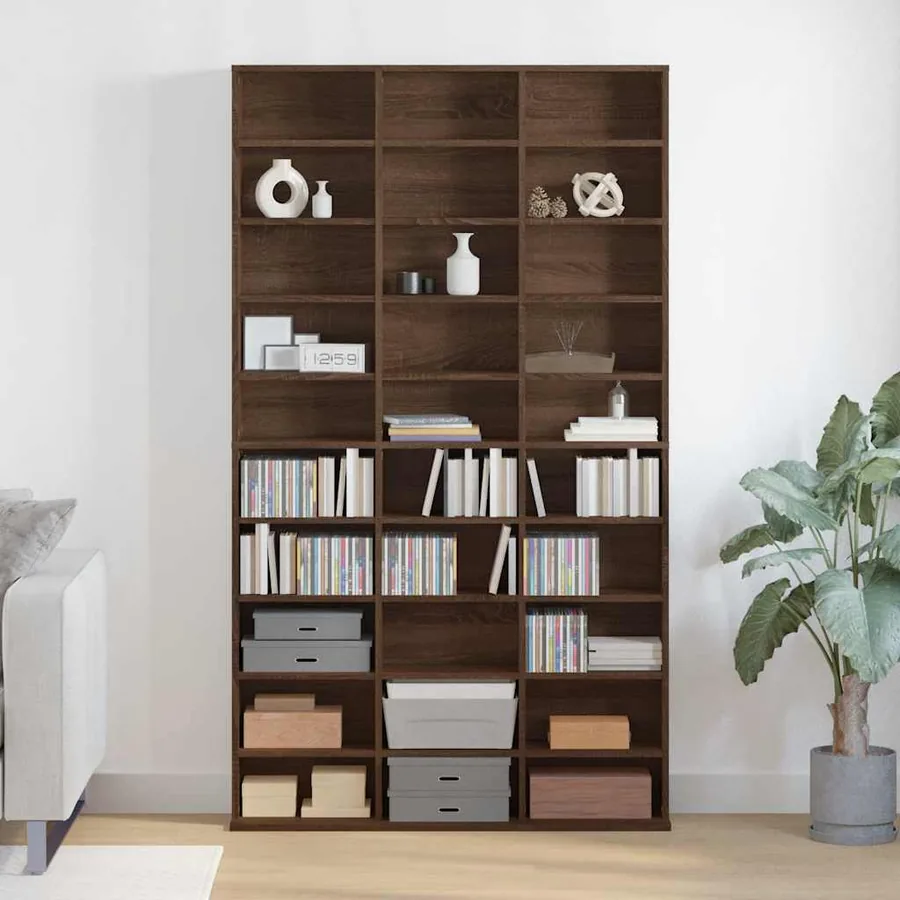 Armoire à CD Chêne marron 102x23x177,5 cm Bois d'ingénierie