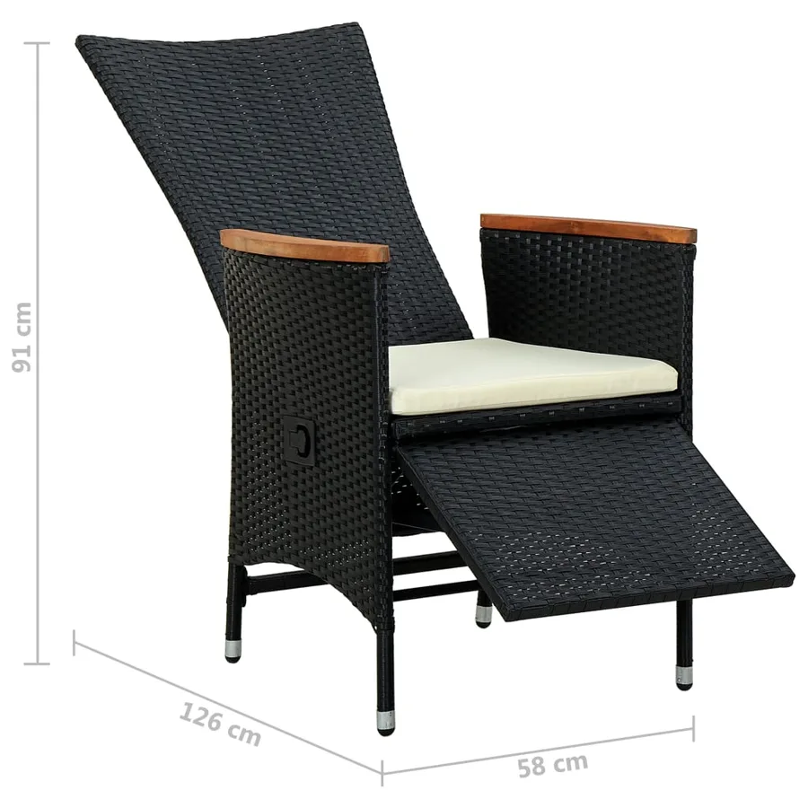 Ensemble à manger d'extérieur 7pcs Résine tressée acacia Noir - 11