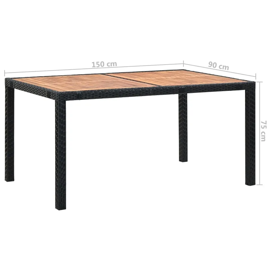 Ensemble à manger d'extérieur 7pcs Résine tressée acacia Noir - 12