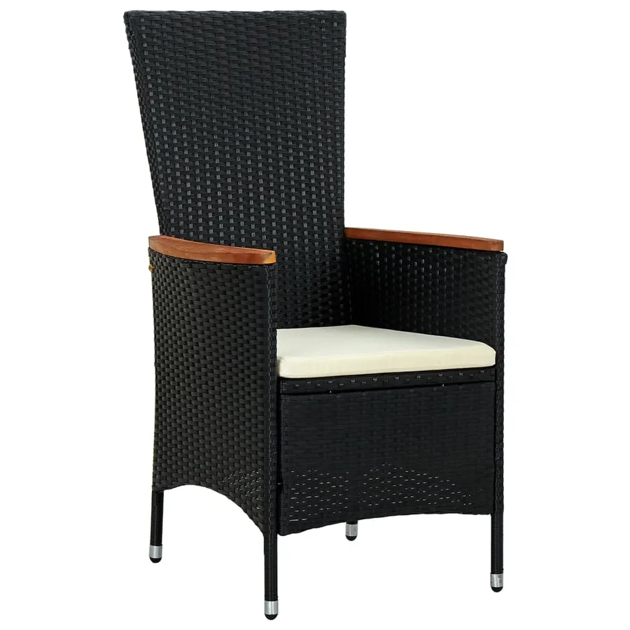 Ensemble à manger d'extérieur 7pcs Résine tressée acacia Noir - 3