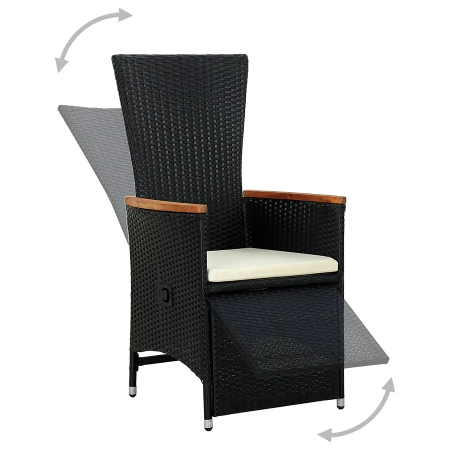 Ensemble à manger d'extérieur 7pcs Résine tressée acacia Noir - 5