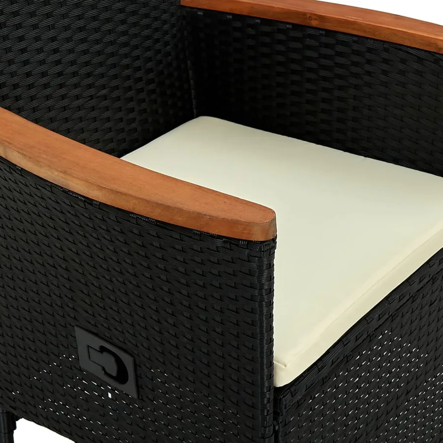 Ensemble à manger d'extérieur 7pcs Résine tressée acacia Noir - 6