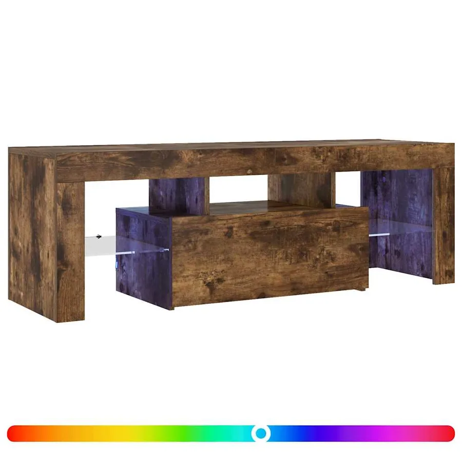 Meuble TV avec lumières LED chêne fumé 120x35x40 cm - 2