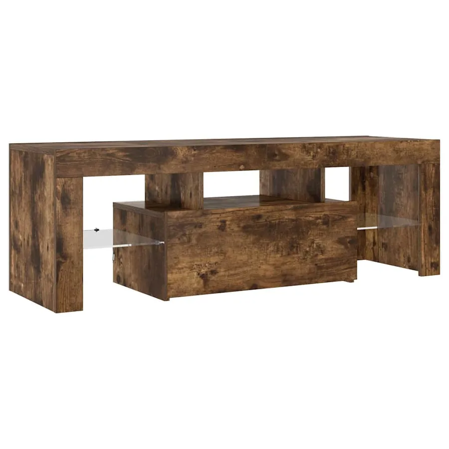 Meuble TV avec lumières LED chêne fumé 120x35x40 cm - 5