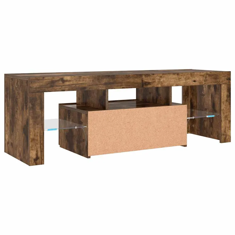 Meuble TV avec lumières LED chêne fumé 120x35x40 cm - 9