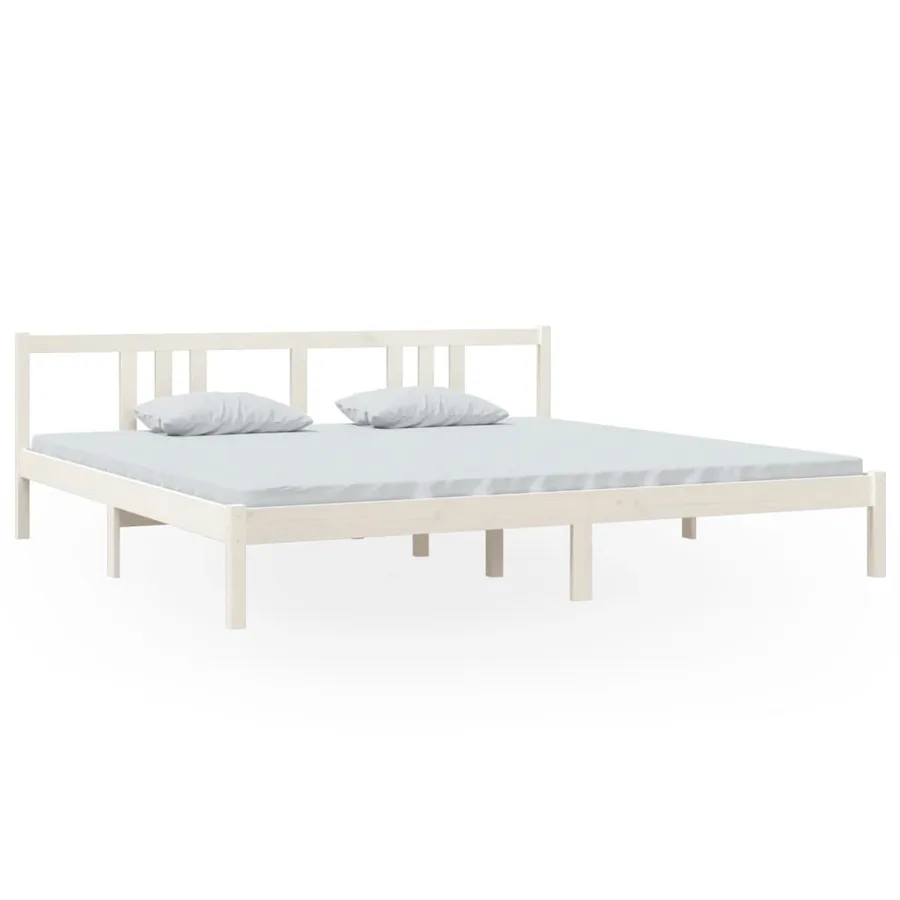 Cadre de lit sans matelas blanc bois massif 200x200 cm - 2