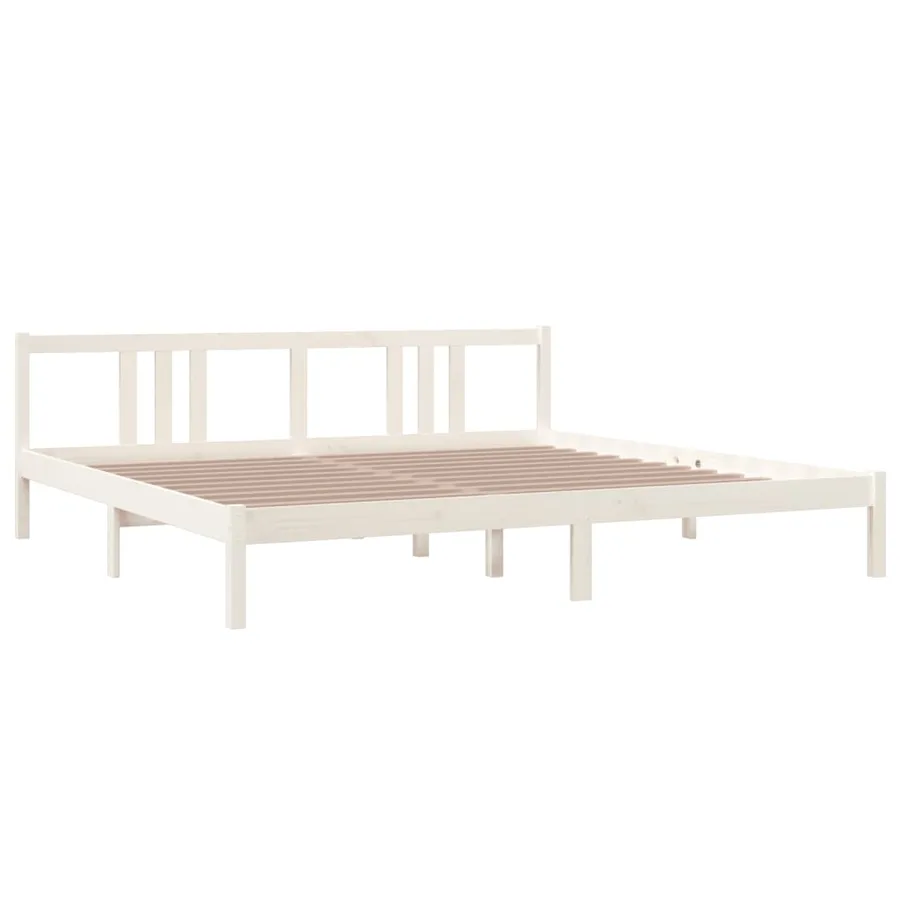 Cadre de lit sans matelas blanc bois massif 200x200 cm - 3